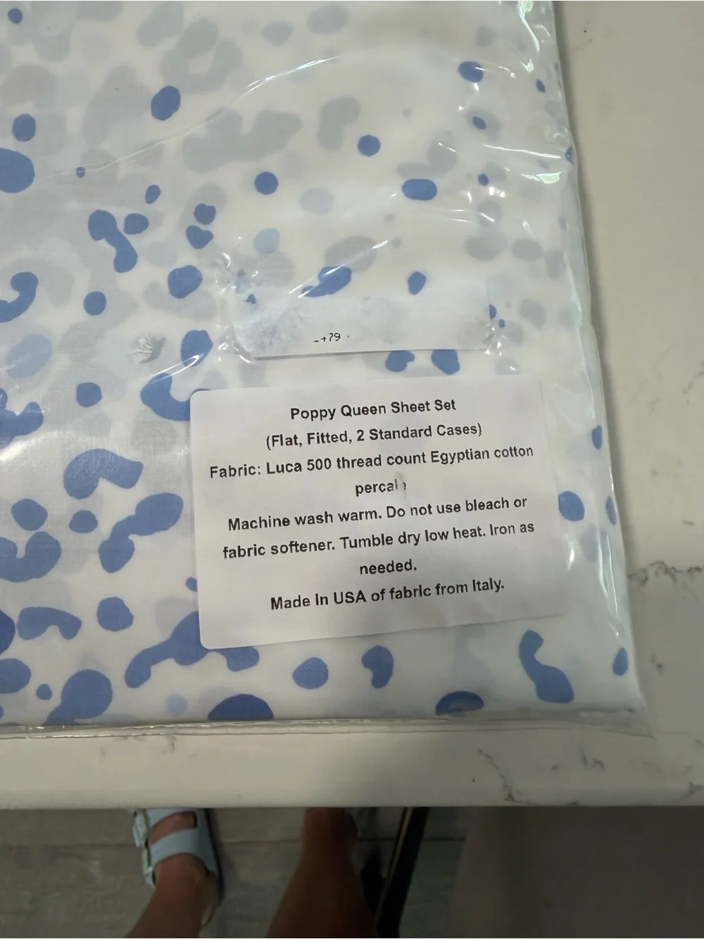 Matouk Blue Speckle Home Bedding - Luxury Cotton QUEEN SIZE sheet set!
